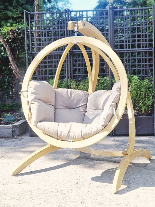 Globe Wood Hanging Chair & Stand Set