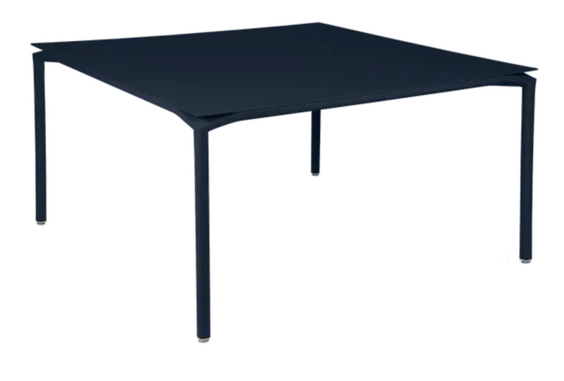 Load image into Gallery viewer, Deep blue Fermob CALVI square dining table, 140x140 cm, eight-seater with a sturdy metal construction.
