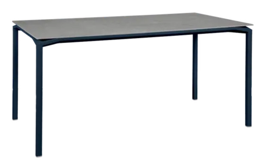 Fermob CALVI Creta Mineral dining table in deep blue grey, 160x80 cm, six-seater outdoor table with modern design