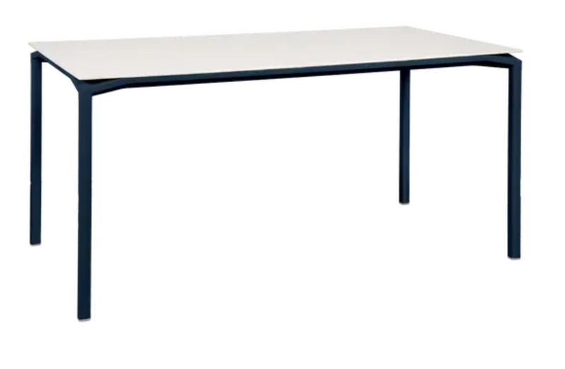 Load image into Gallery viewer, Fermob CALVI AERIS mineral dining table, 160 x 80 cm, with six seats, featuring a deep blue, textured surface and modern design.
