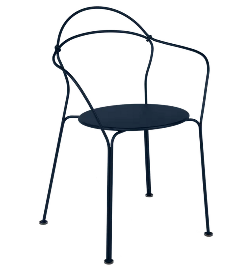 Load image into Gallery viewer, Deep blue Fermob Airloop lounge chair with a sleek metal frame, outdoor furniture armchair for modern outdoor spaces
