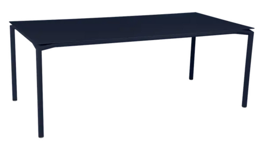 Deep blue Fermob CALVI rectangular outdoor dining table, 195 x 95 cm, eight-seater, suitable for outdoor and indoor use