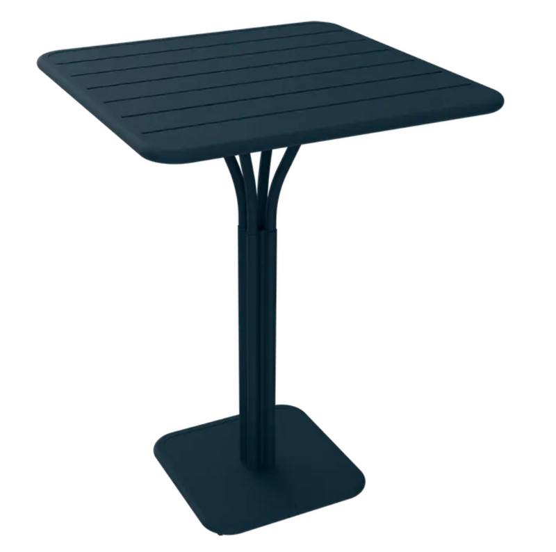 Load image into Gallery viewer, Deep blue Fermob Luxembourg high pedestal metal table, 80x80 cm, outdoor furniture with sturdy metal construction
