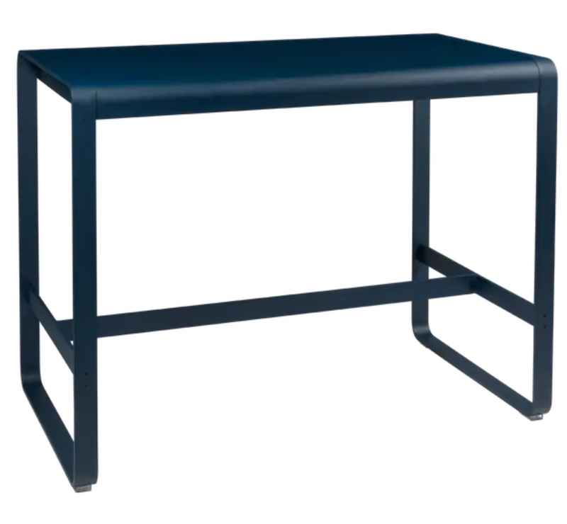 Load image into Gallery viewer, Deep blue Fermob lounge high table measuring 140x80 cm, outdoor metal furniture with a sleek, modern design.
