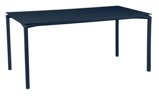 Fermob CALVI rectangular kitchen table, 160x80 cm, six-seater with a sleek design, shown in a modern dining setting.
