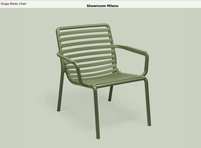 Load image into Gallery viewer, Nardi Doga Relax outdoor chair with curved design and armrests, made of durable material for comfortable outdoor seating.
