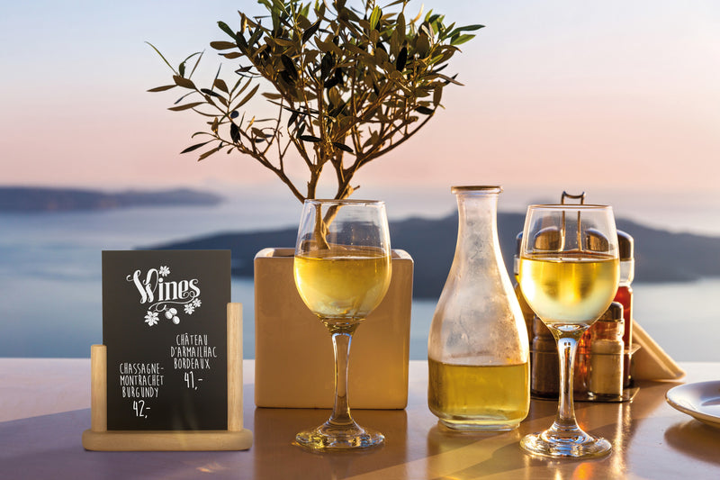 Load image into Gallery viewer, Securit Table Chalkboards - Elegant - Beech 17,5x15,5x5cm - Pack of 10 - in use
