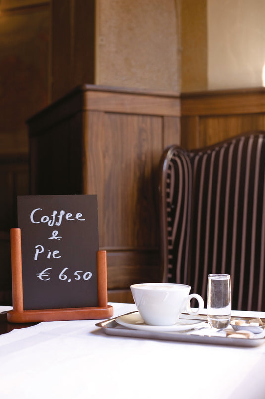 Securit Table Chalkboards - Elegant - Mahogany 17,5x15,5x5cm - Pack of 10 - in use