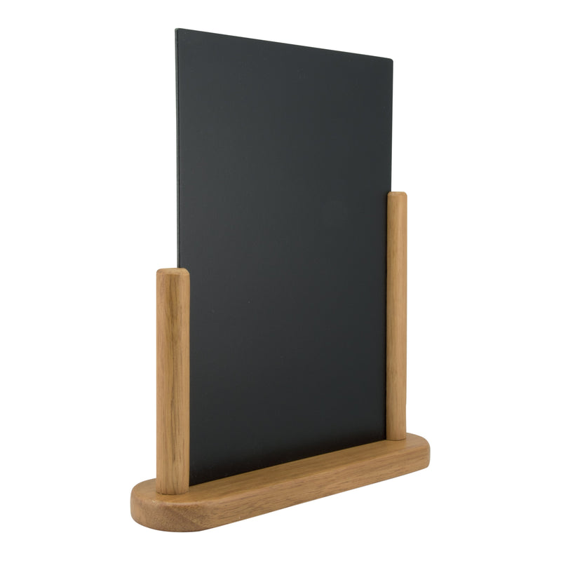 Load image into Gallery viewer, Securit Table Chalkboard Set - Elegant A4 Teak (Pack of 6) - Boards + 3 Extra Inserts + White Markers - in use
