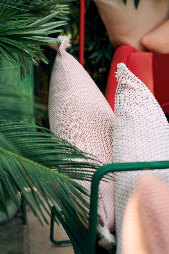Load image into Gallery viewer, Fermob Evasion Outdoor Cushion 68 x 44 cm – lifestyle

