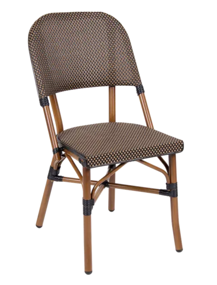 Load image into Gallery viewer, Ebony hemp bistro restaurant chair by Custom Wood Designs, featuring a classic bistro style with wooden construction and elegant design.
