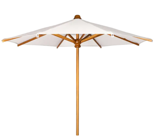 Ecru Fermob KOTO teak parasol with 250cm diameter, ideal for outdoor gardens and terraces in Ireland.