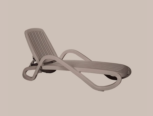Nardi Eden sun lounger outdoor recliner with armrests and wheels, stackable design for garden or patio relaxation.