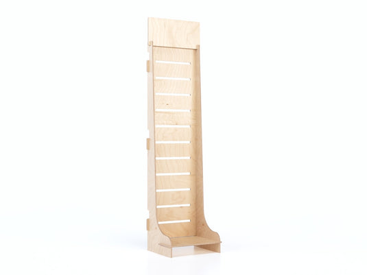 Blister 400 floor display with 20 cm galvanized hooks and shelf space.