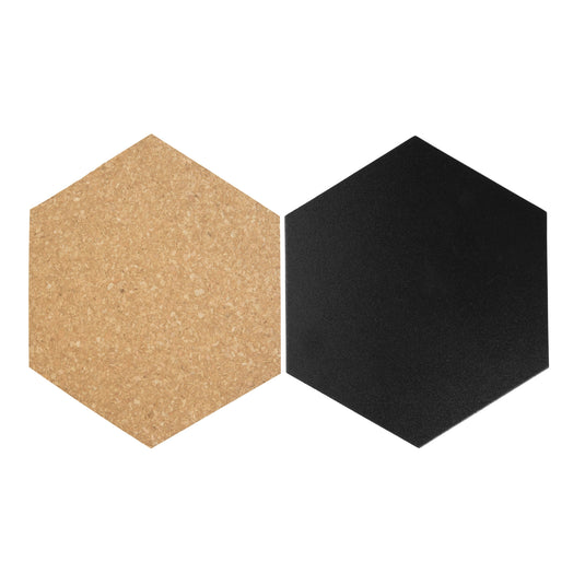 Cork & Chalk Hexagon Gallery Wall Set - 42 Hexagon Chalkboard & Cork Tiles + White Chalk Markers
