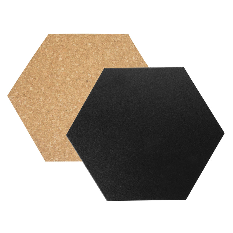 Load image into Gallery viewer, Cork &amp; Chalk Hexagon Gallery Wall Set - 42 Hexagon Chalkboard &amp; Cork Tiles + White Chalk Markers
