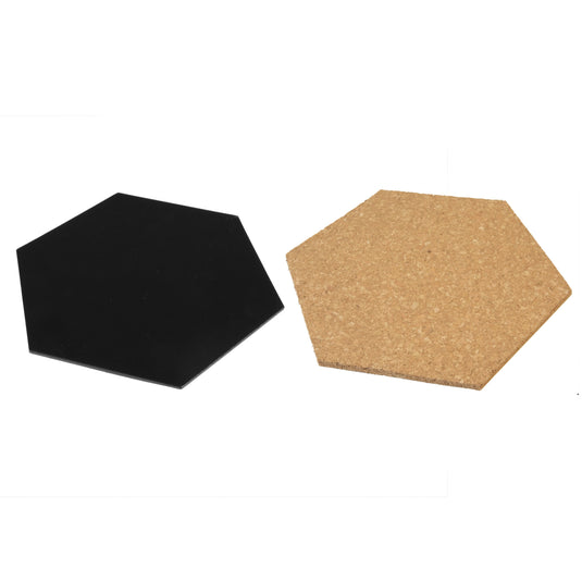 Securit Wall Board - Cork & Chalk Hexagons - Black/Cork 23x20x0,2cm - Pack of 6