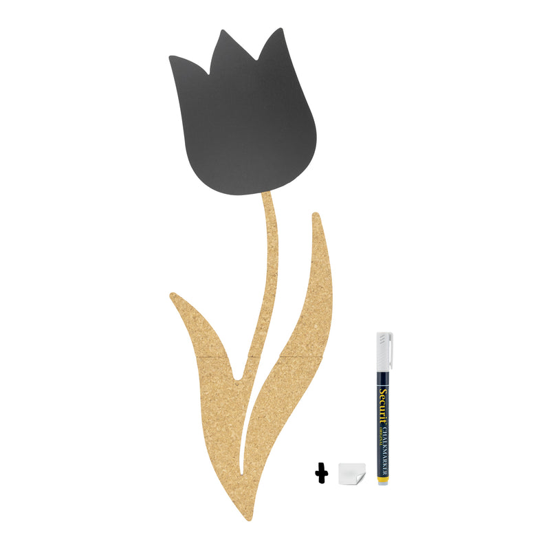Load image into Gallery viewer, Securit Wall Board - Cork &amp; Chalk Tulip - Black/Cork 82.5x29x1cm - Pack of 6
