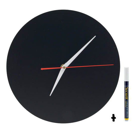 Securit Wall Chalkboards - Clock - Black 27x27x2,5cm - Pack of 6