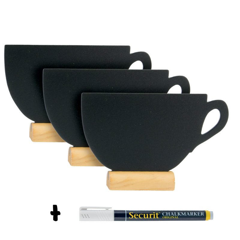 Load image into Gallery viewer, Securit Table Chalkboards - Silhouette Wood Mini - Black 9x13,5x2cm - Pack of 6
