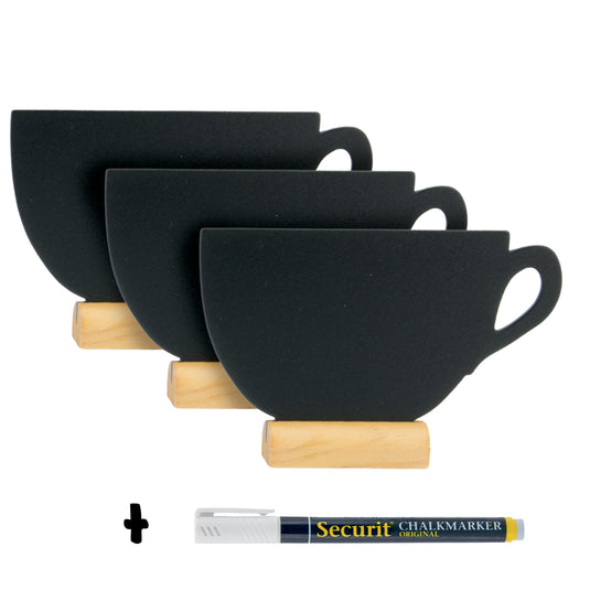 Securit Table Chalkboards - Silhouette Wood Mini - Black 9x13,5x2cm - Pack of 6