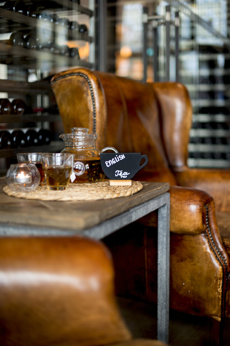 Load image into Gallery viewer, Securit Table Chalkboards - Silhouette Wood Mini - Black 9x13,5x2cm - Pack of 6 - in use
