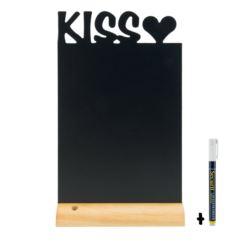 Load image into Gallery viewer, Securit Table Chalkboards - Silhouette Wood - Black 34,5x21x6cm - Pack of 6
