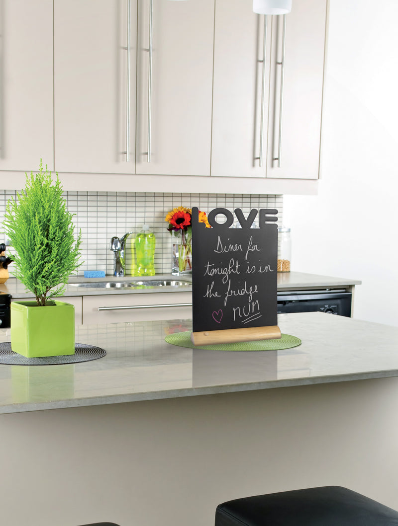 Load image into Gallery viewer, Securit Table Chalkboards - Silhouette Wood - Black 34,5x21x6cm - Pack of 6 - in use
