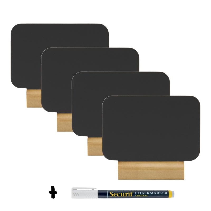 Load image into Gallery viewer, Securit Table Chalkboards - Silhouette Wood Mini - Black 7,5x9x2cm - Pack of 6
