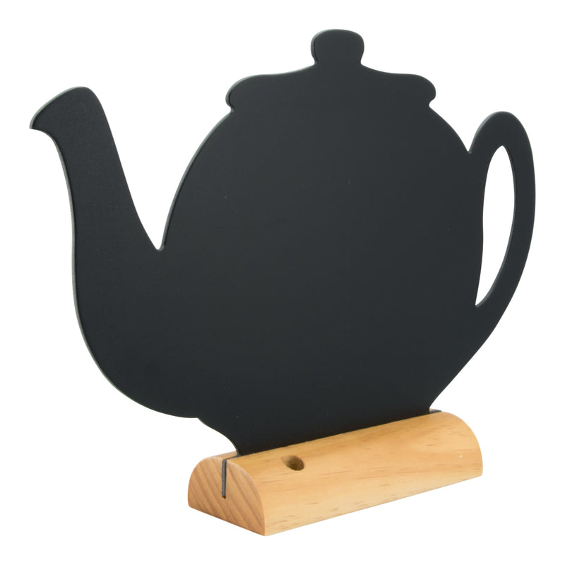 Load image into Gallery viewer, Coffee Corner Kitchen Set - Teapot &amp; Cup Chalkboards on Wooden Bases + Coffee Stencils + White Chalk Markers
