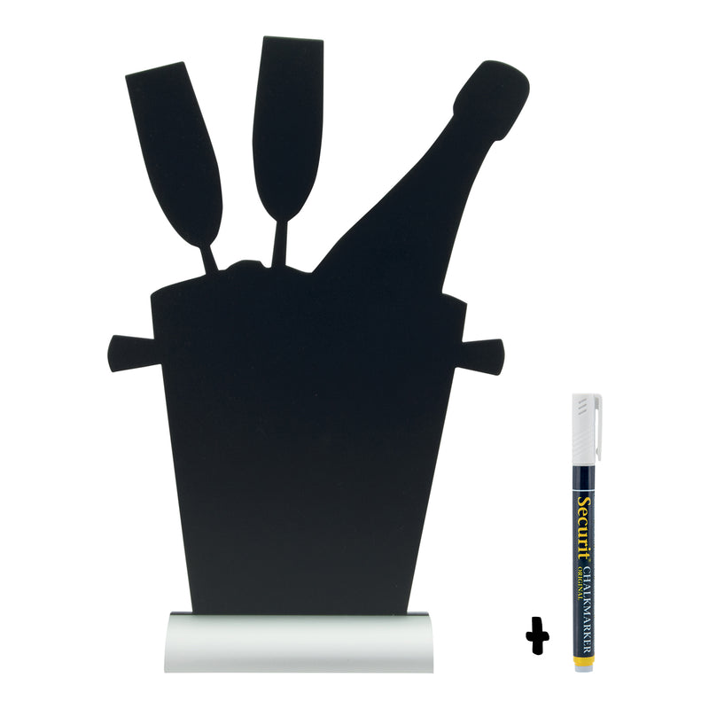 Load image into Gallery viewer, Securit Table Chalkboards - Silhouette Aluminium - Black 35,5x23x6cm - Pack of 6
