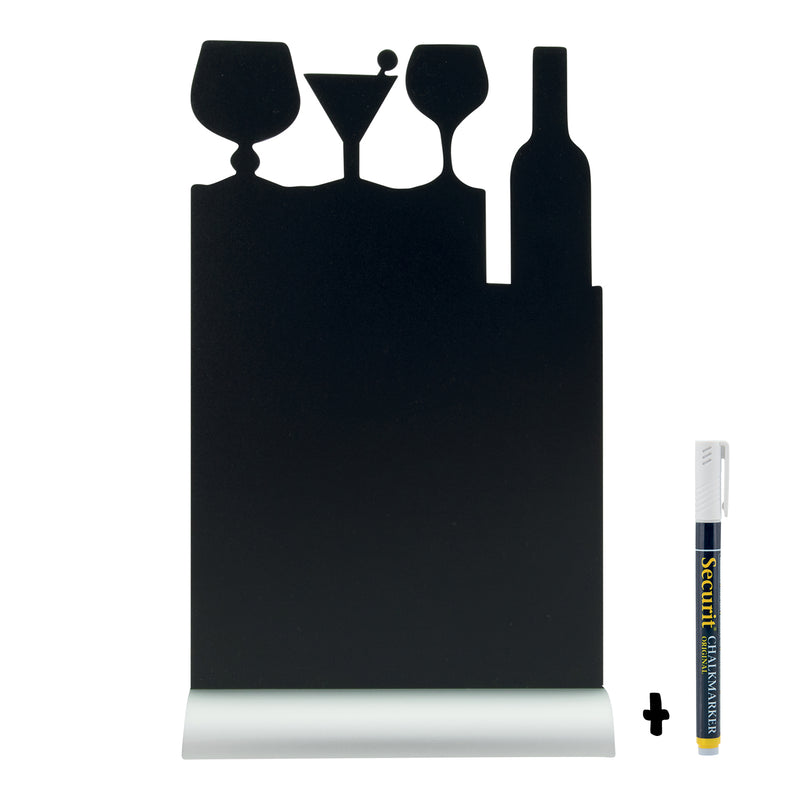 Load image into Gallery viewer, Securit Table Chalkboards - Silhouette Aluminium - Black 34,5x21x6cm - Pack of 6
