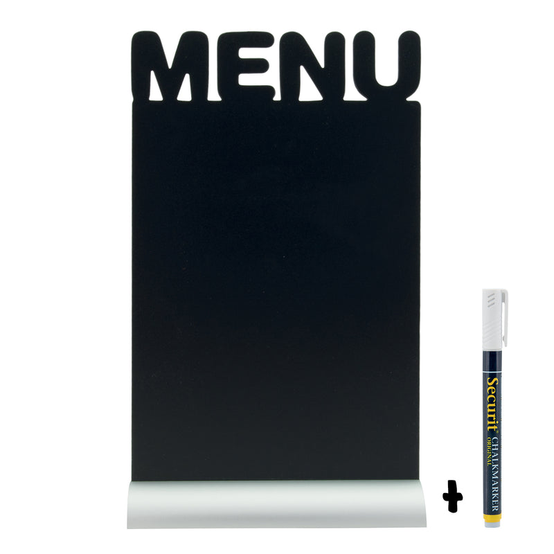 Load image into Gallery viewer, Securit Table Chalkboards - Silhouette Aluminium - Black 34,2x21x6cm - Pack of 6
