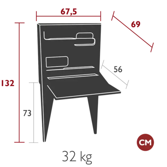 Wall-mounted Face à Face Fermob writing desk with sleek design and wood surface, ideal for compact workspaces.