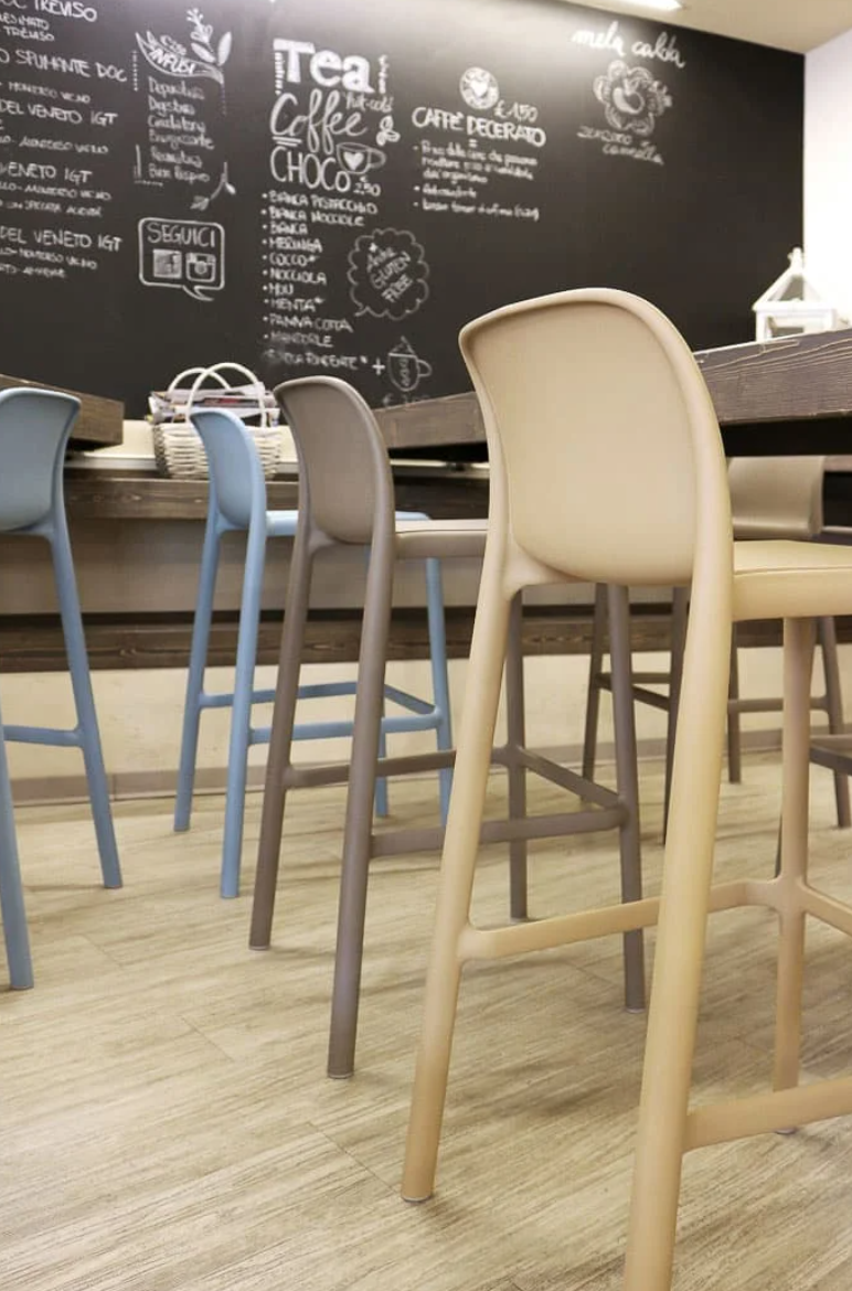 Load image into Gallery viewer, Nardi Faro high stackable bar stool with a sleek design, suitable for outdoor patio or bar area seating.
