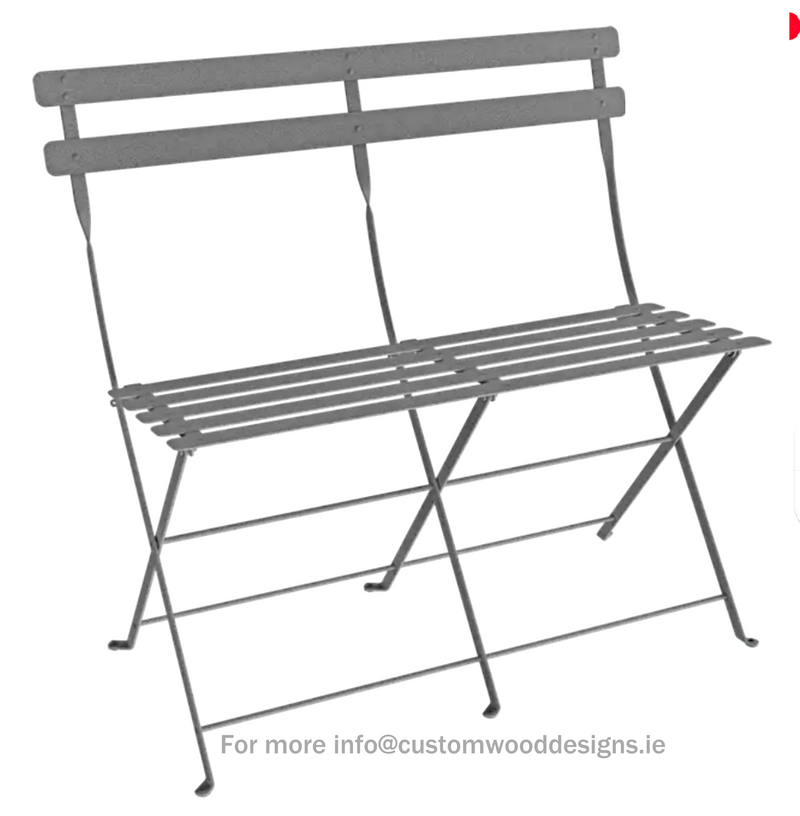 Load image into Gallery viewer, Fermob grey bistro two-seater folding ottoman bench with a modern design, suitable for indoor or outdoor patio seating.
