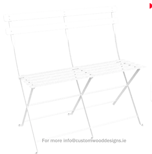 Fermob Bistro Two Seater Ottoman folding bench with wooden slats and metal frame, suitable for outdoor or patio seating.