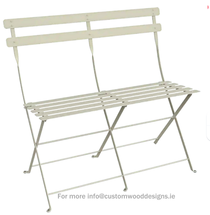 Load image into Gallery viewer, Fermob clay grey folding Bistro Two Seater Ottoman bench with a modern, compact design for indoor or outdoor use.
