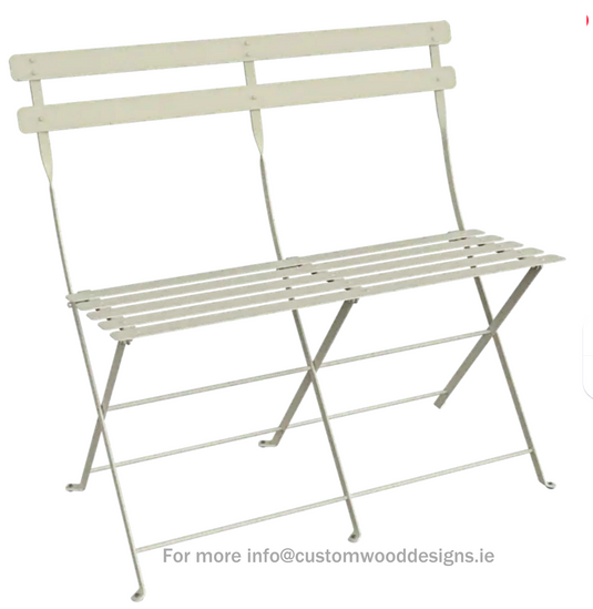 Fermob clay grey folding Bistro Two Seater Ottoman bench with a modern, compact design for indoor or outdoor use.