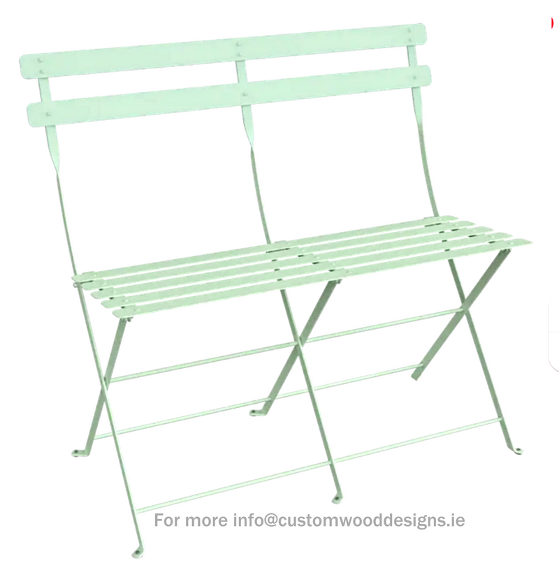 Load image into Gallery viewer, Fermob ice mint folding two-seater ottoman bench, stylish and lightweight outdoor furniture for patio or garden seating.
