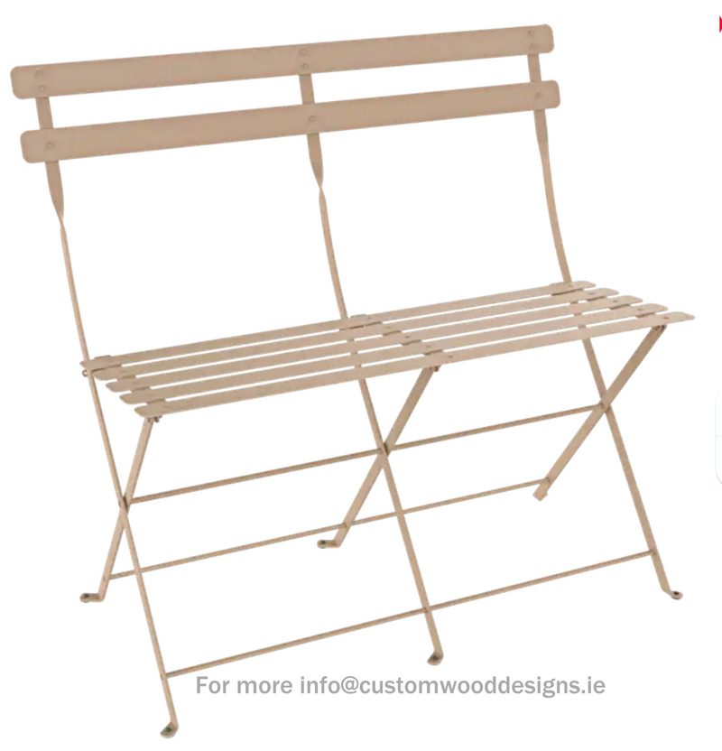 Load image into Gallery viewer, Fermob Bistro two-seater folding ottoman bench in nutmeg fabric, showcasing its compact, stylish design for outdoor or indoor use.
