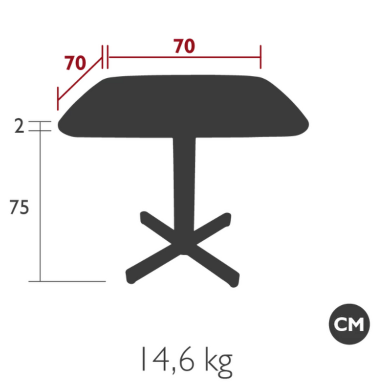 Load image into Gallery viewer, Fermob FLORÈS teak dining table, 70x70 cm, with a sleek square design and smooth wooden surface.
