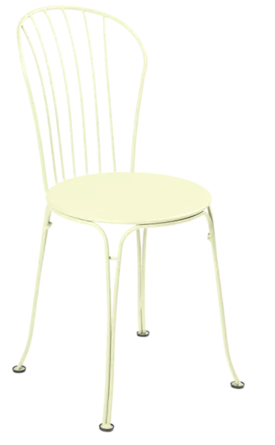 Load image into Gallery viewer, Fermob OPÉRA+ outdoor metal chair with frosted lemon finish, stylish seating for patio or restaurant outdoor dining.
