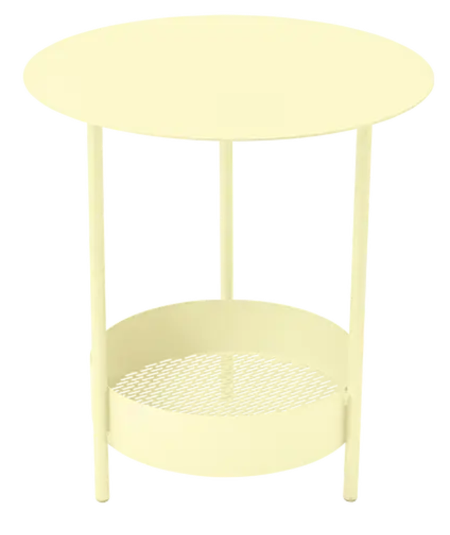 Load image into Gallery viewer, Fermob Salsa pedestal side table in frosted lemon finish, outdoor furniture with a modern, rounded design.
