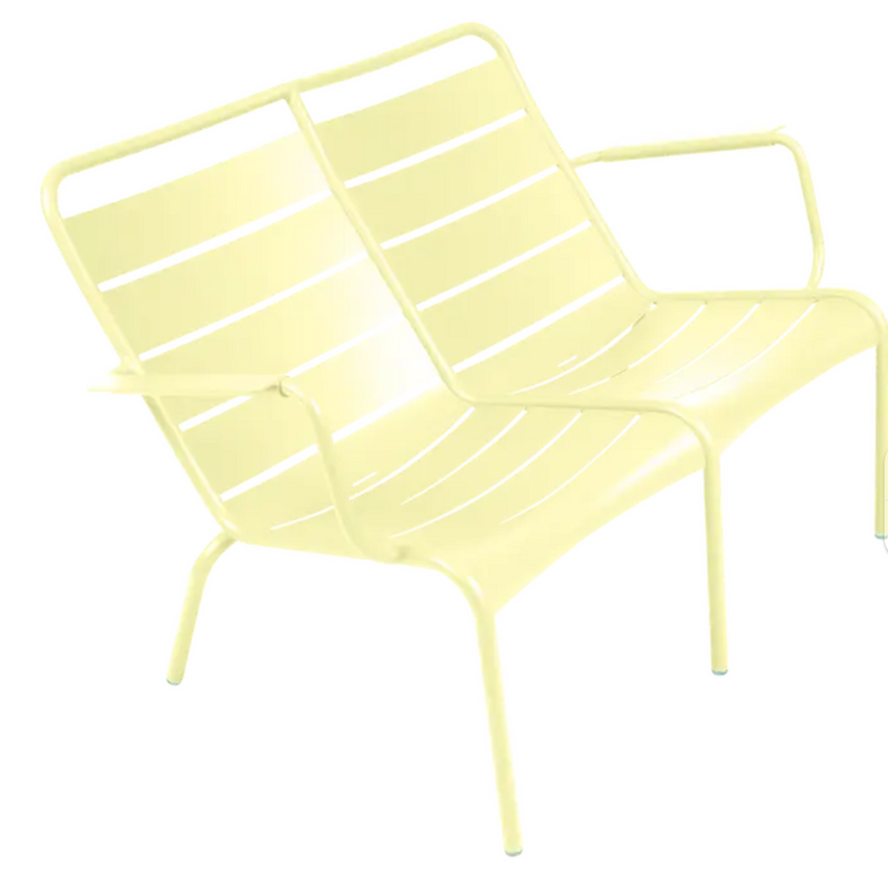 Load image into Gallery viewer, Fermob Luxembourg Duo Low Armchair in frosted lemon color, part of Fermob's Fermb Kids Corner Contract Bench collection.
