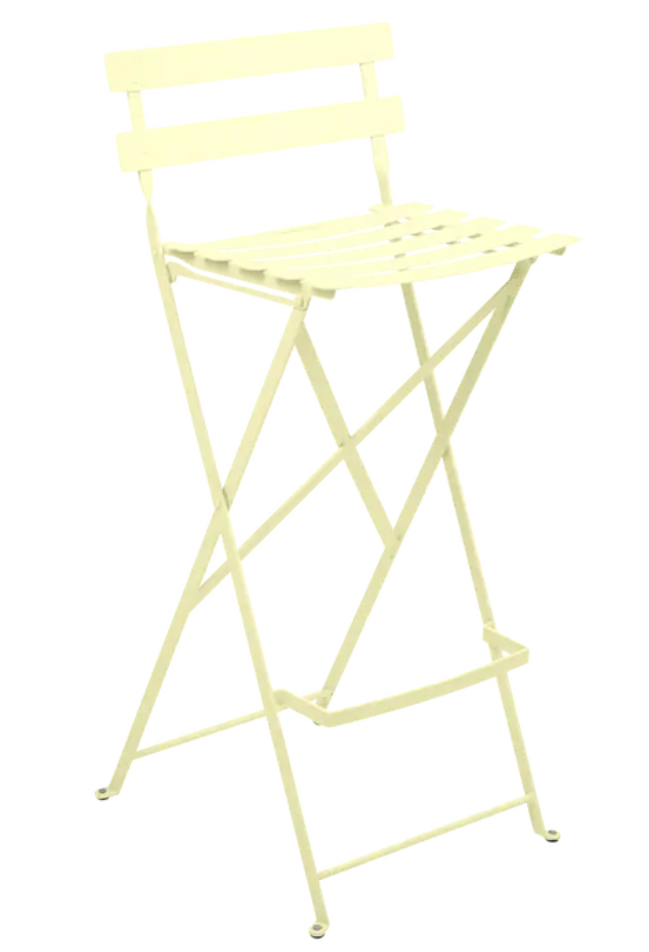Load image into Gallery viewer, Fermob Bistro High Stool in frosted lemon yellow, foldable outdoor bar chair with a lightweight, modern design.
