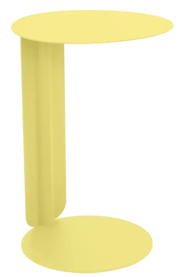 Load image into Gallery viewer, Fermob Bebop Offset Table in Frost Red with Lemon yellow finish, outdoor metal table with modern design and sturdy construction.
