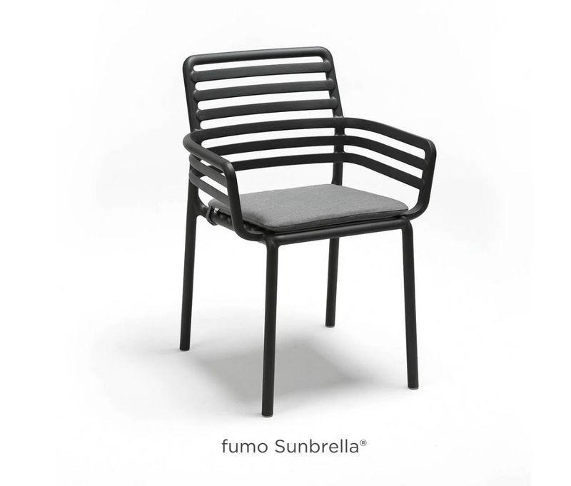 Load image into Gallery viewer, Nardi Doga armchair cushion in Fumo Sunbrella fabric, soft and comfortable outdoor seat cushion designed for Nardi armchairs.

