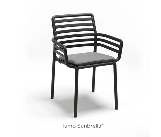 Nardi Doga armchair cushion in Fumo Sunbrella fabric, soft and comfortable outdoor seat cushion designed for Nardi armchairs.