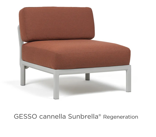 Nardi Maximo modular sofa center seat with beige GessoCannella Sunbrella fabric, outdoor hospitality furniture for comfortable seating.